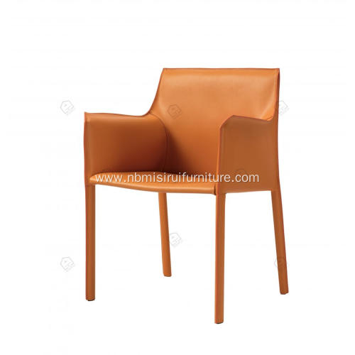 Orange saddle leather Cab dining chairs